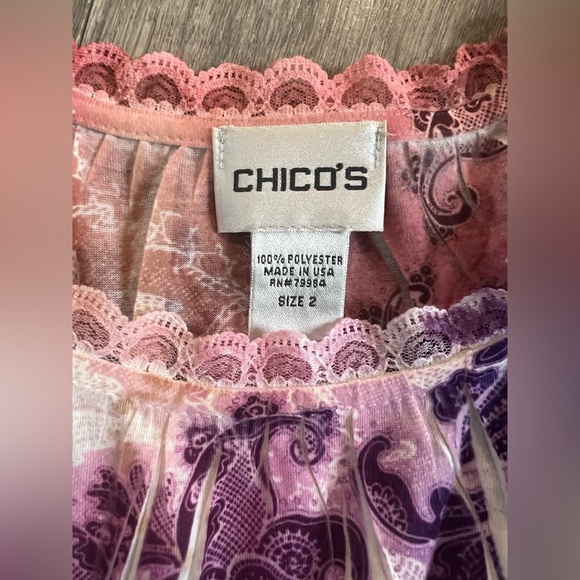 Chico’s paisley printed rhinestone peasant top. Size L - Picture 3 of 7